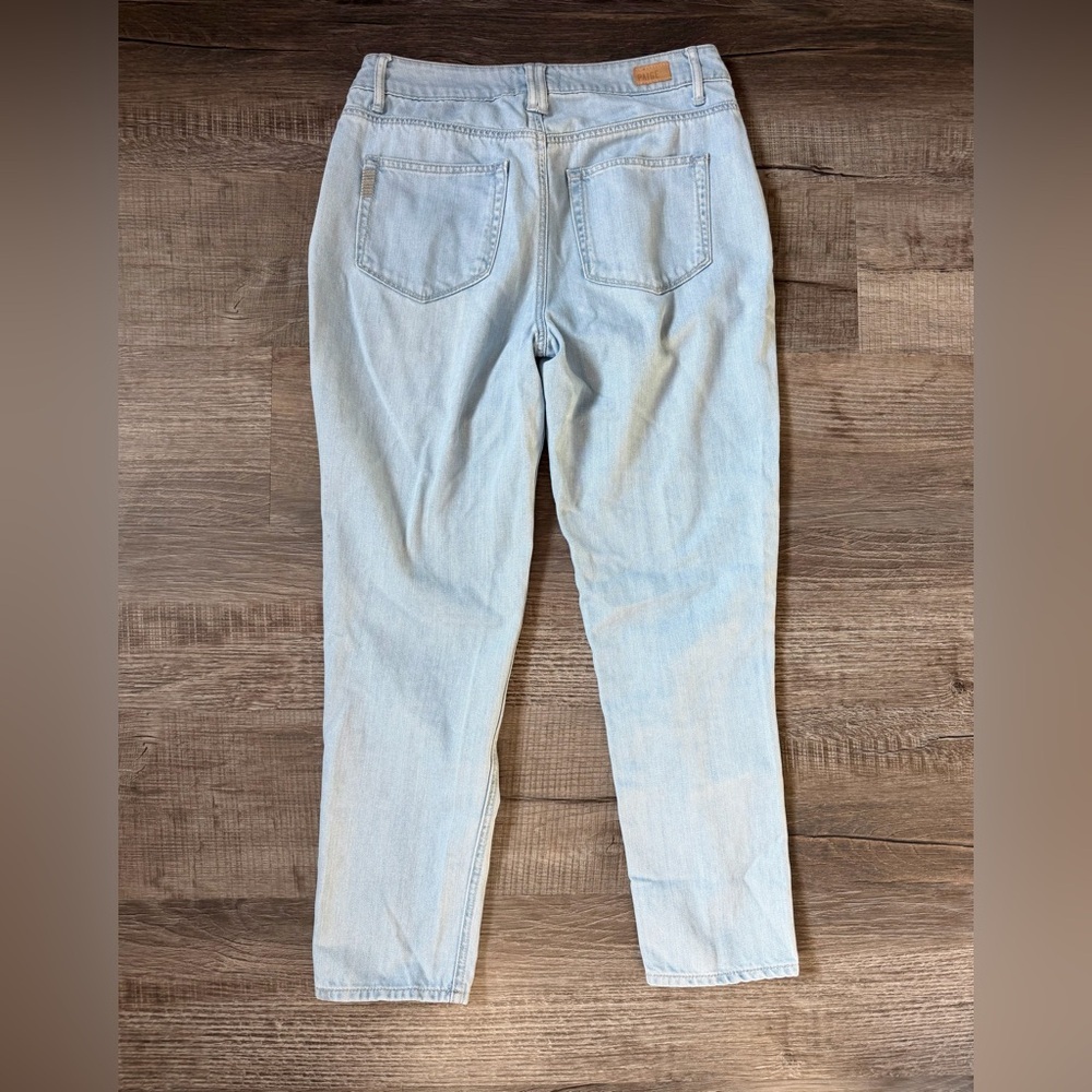 PAIGE Pleated Trouser Cuff Jeans 28 Parisun Cropped Baggy Light Wash Y2K Retro - Picture 5 of 5